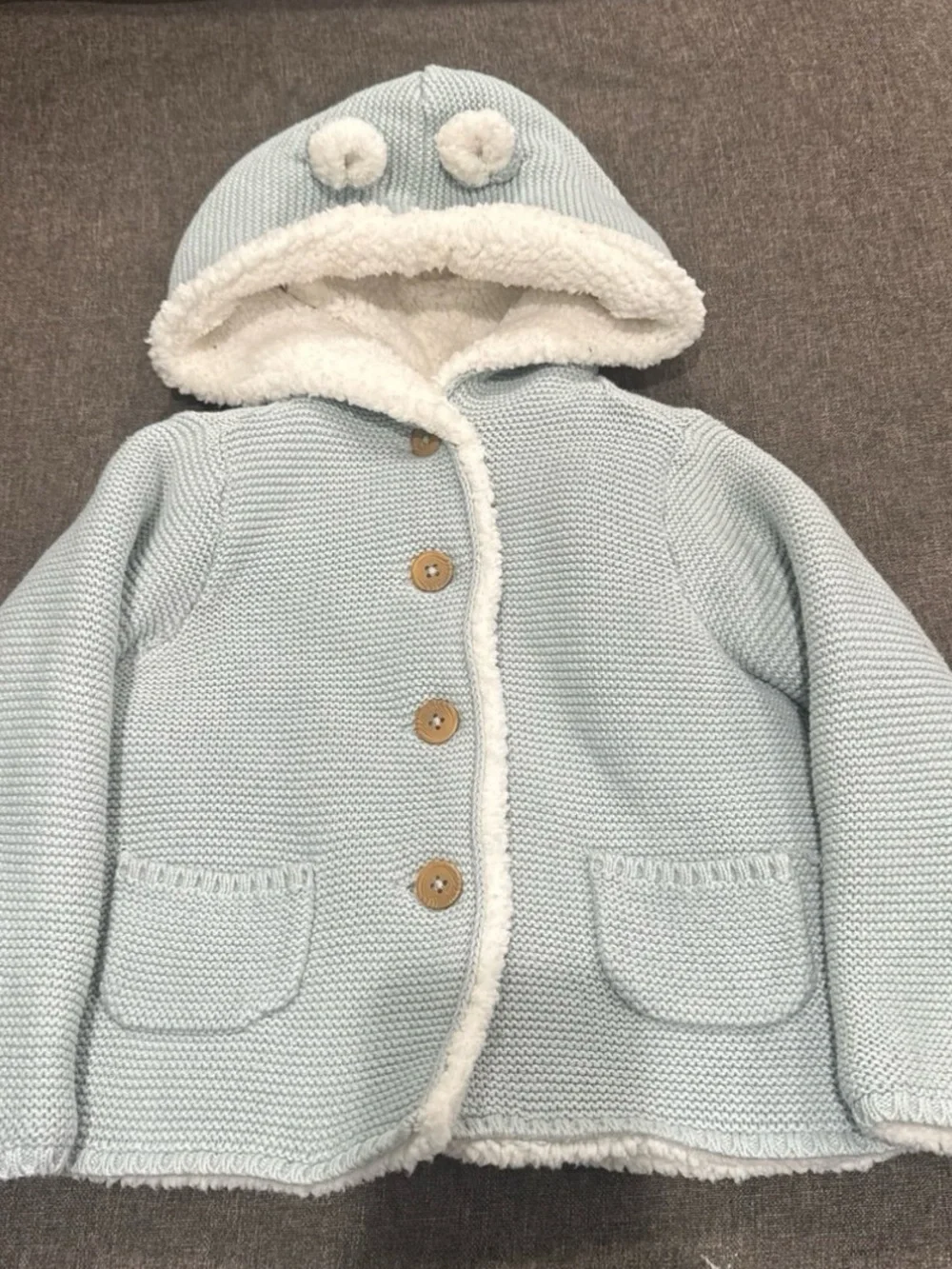 Carter's Blue Sherpa Lined Knit Hooded Coat 24 months